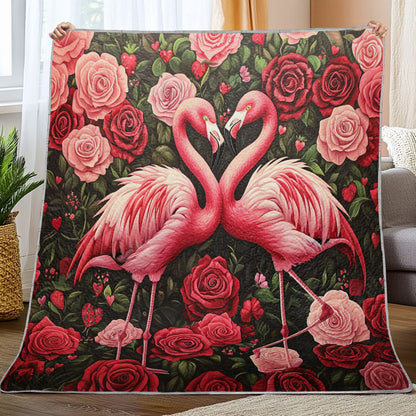 Shineful Flat Print Faux Quilt Blanket Forever Flamingo Bliss