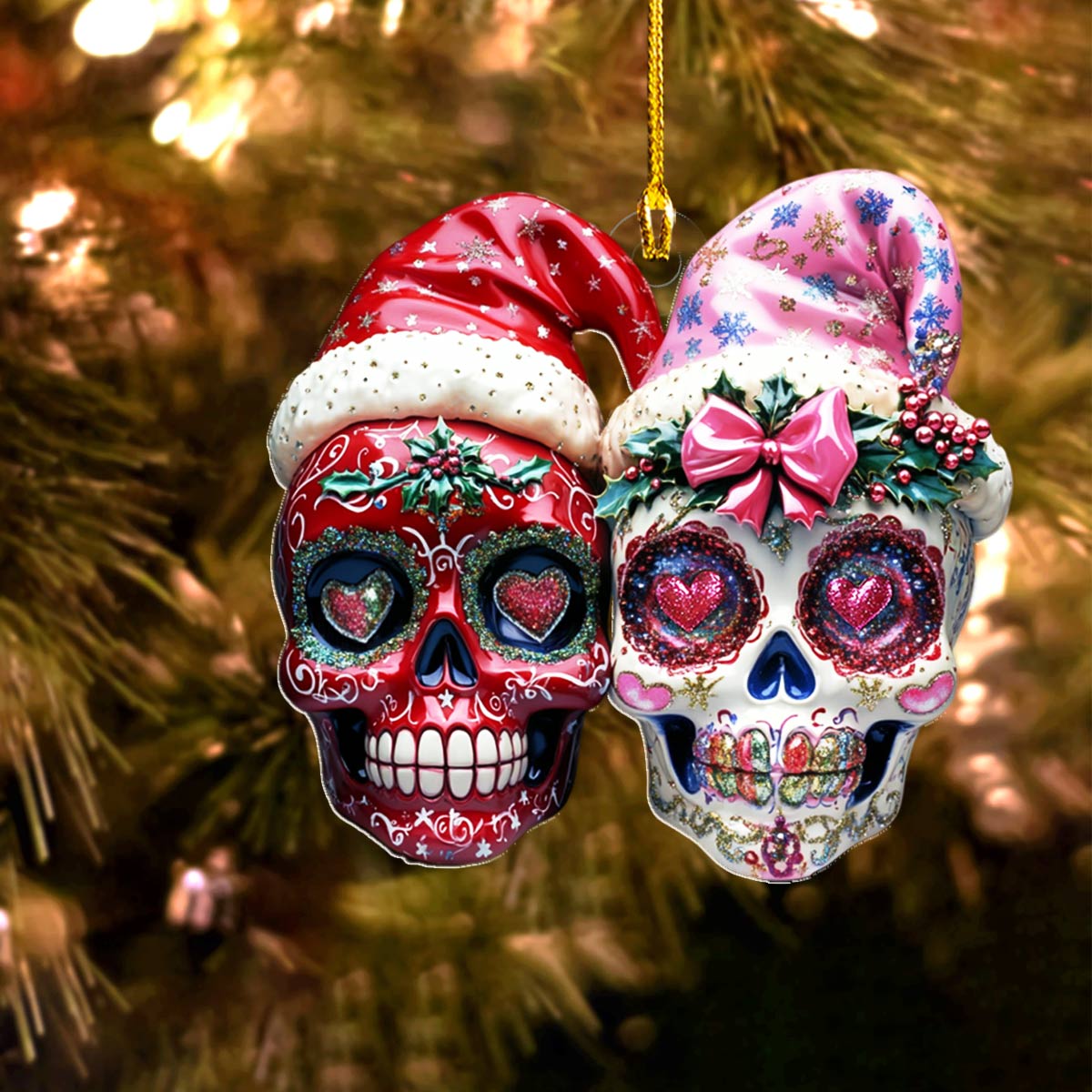 Shineful 2D Acrylic Ornament Pretty Chistmas Sugar Skulls Love