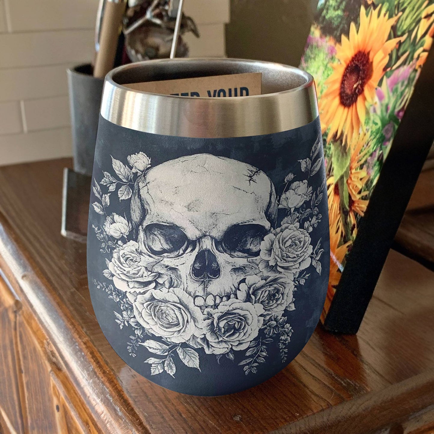 Shineful Wine Tumbler Skull Lovely