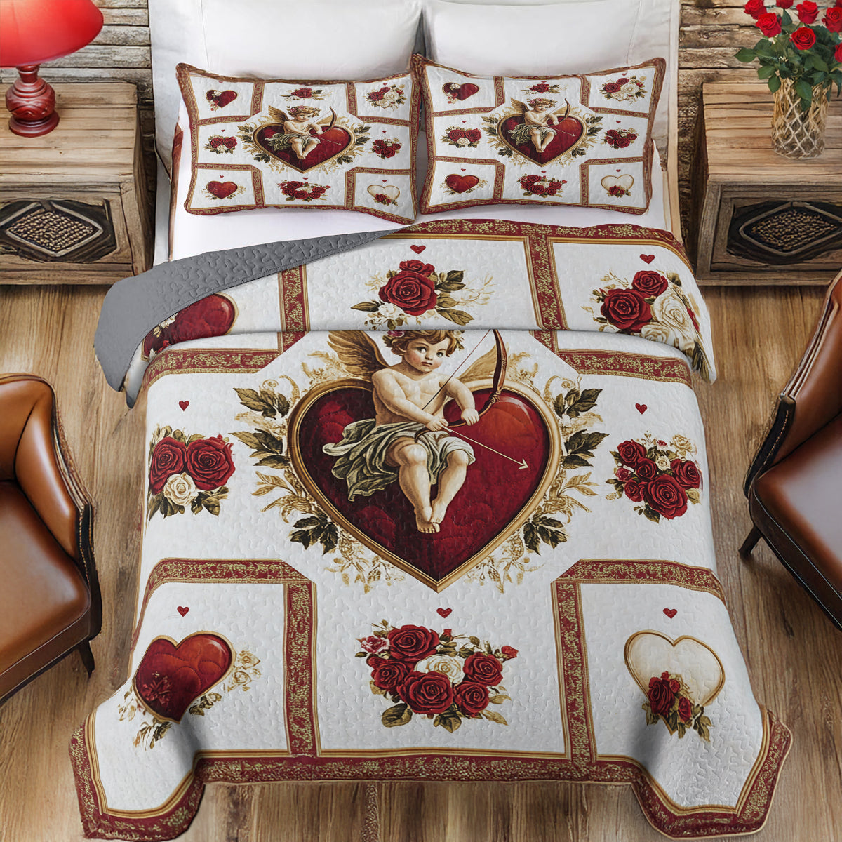 Shineful All Season Quilt 3-Piece Set Romantic Cupid