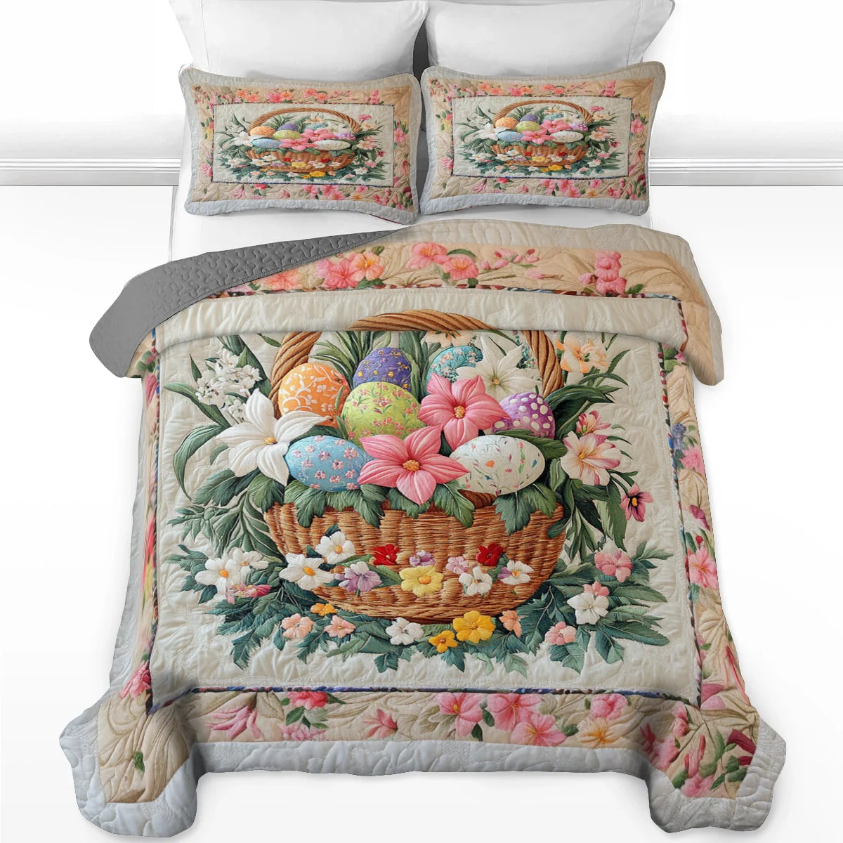 Shineful All Season Quilt 3-Piece Set Easter Basket Bliss