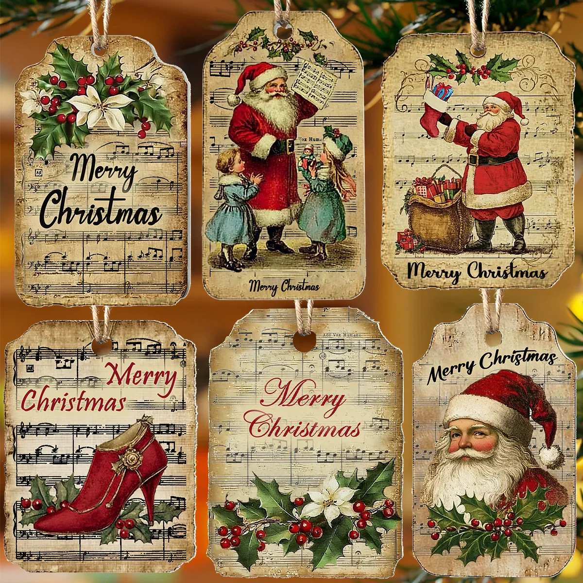 Glänzendes Acryl-Ornament „Santa“ – Weihnachtslieder-Set