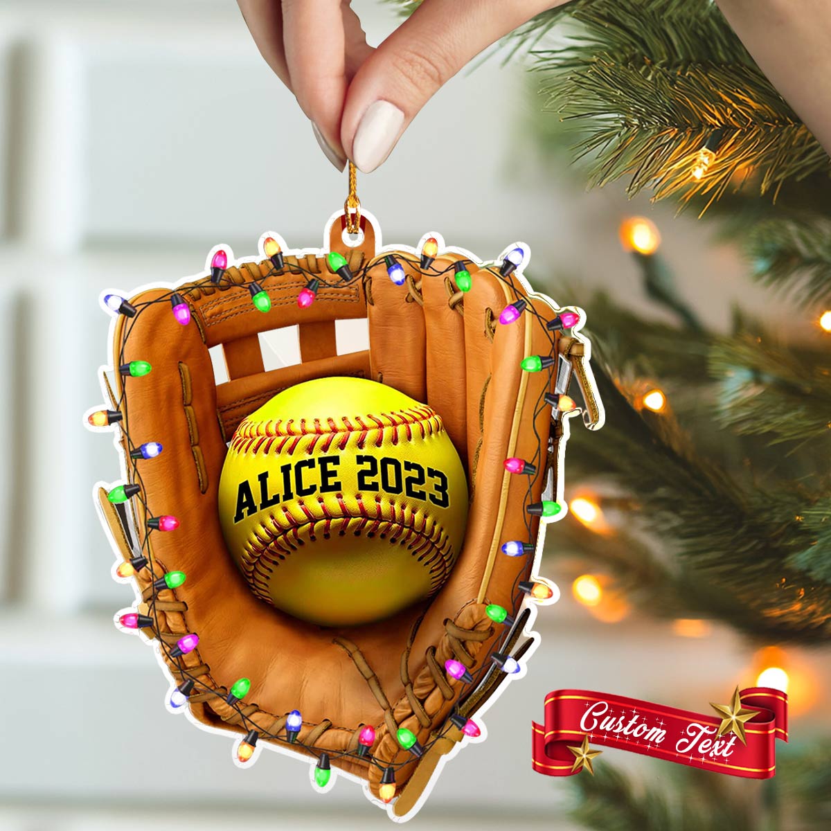 Shineful 2D Acrylic Ornament Personalized Softball Holiday