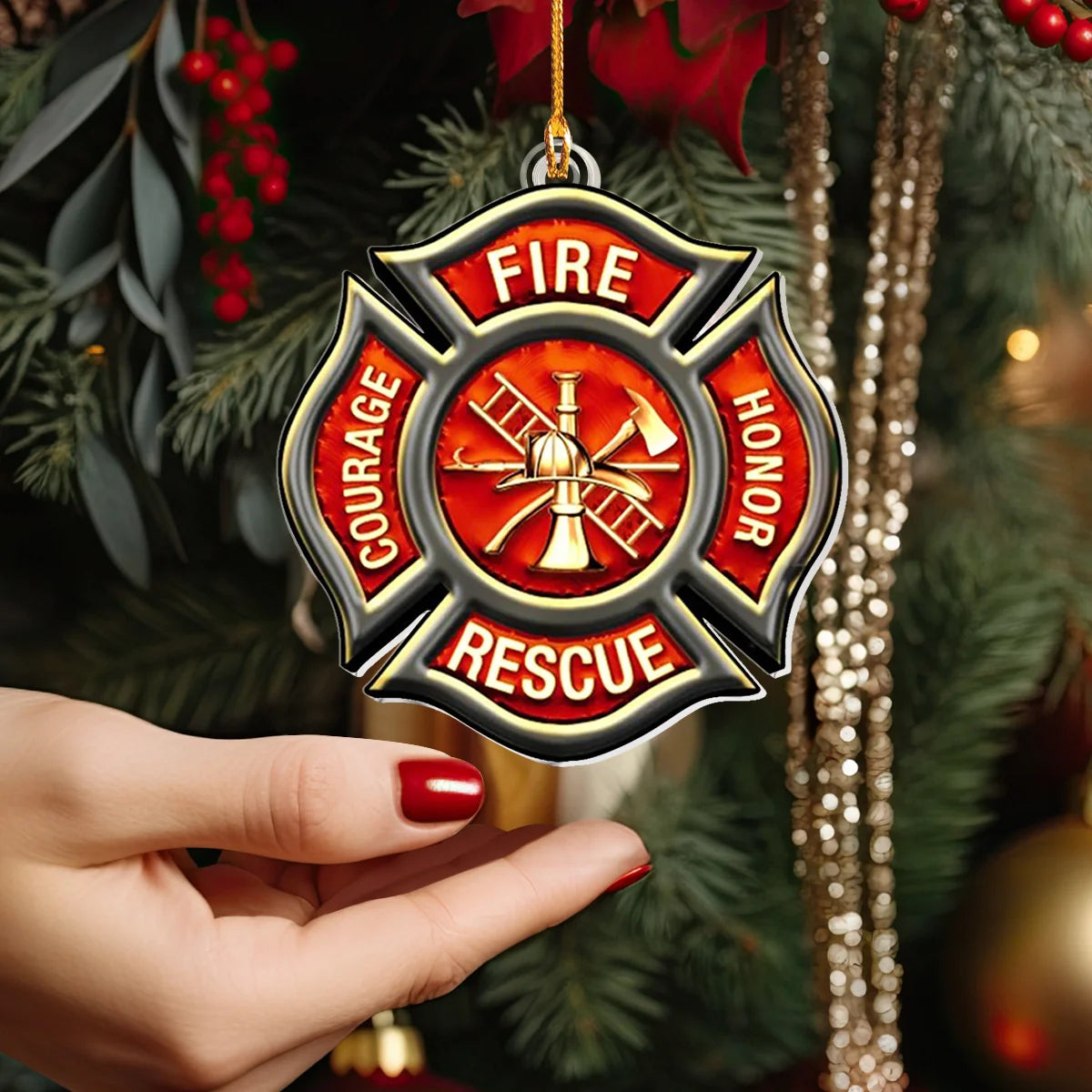 Shineful Acrylic Ornament Firefighter's Maltese Cross