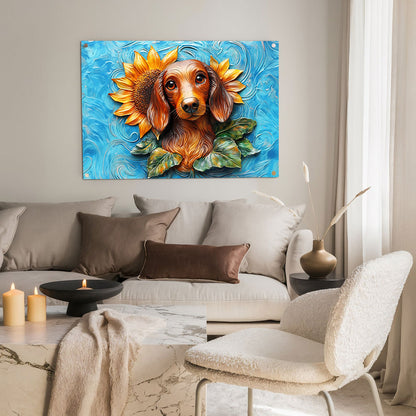 Shineful 2D Metal Sign SunFlower Dachshund