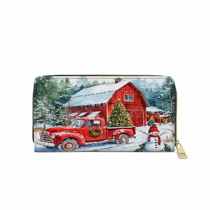 Shineful Leather Clutch Purse With Wristlet Strap Festive Farm