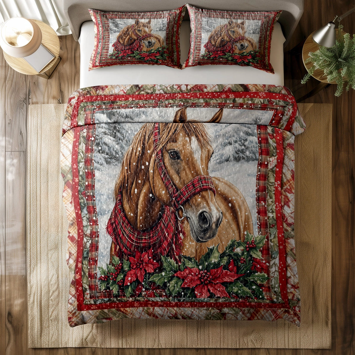 Shineful All Season Quilt 3-teiliges Set - Rustikales, elegantes Pferd