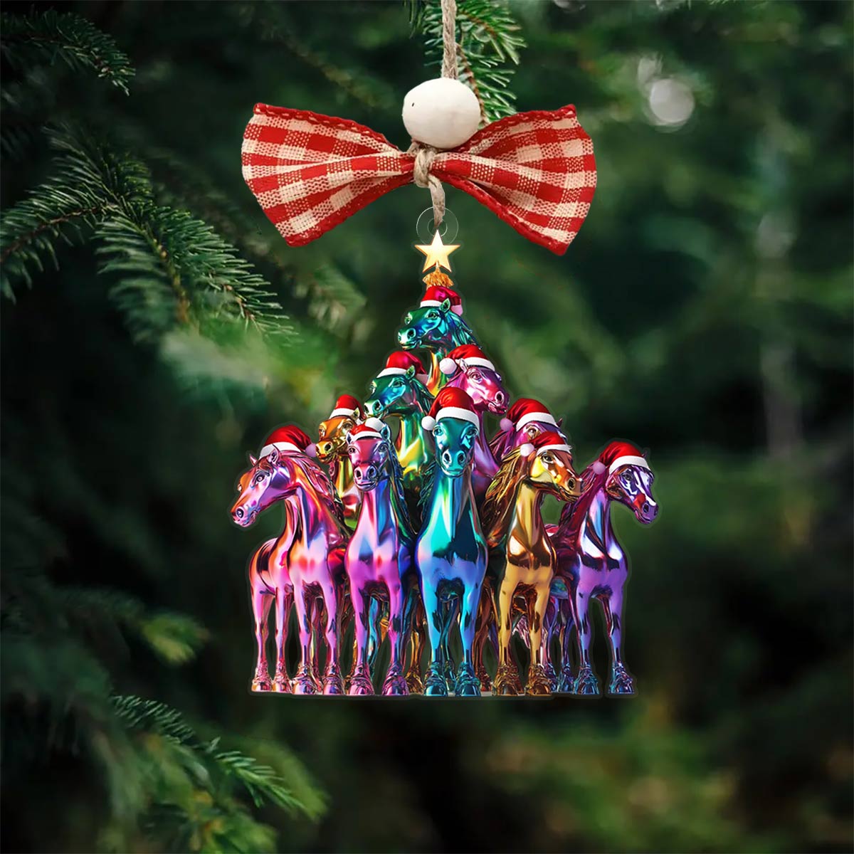 Shineful 2D Acrylic Ornament Amazing Christmas Tree Horses