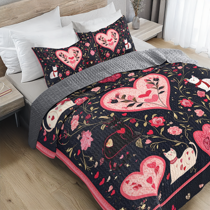 Shineful All Season Quilt 3-Piece Set - A Valentine's Embrace