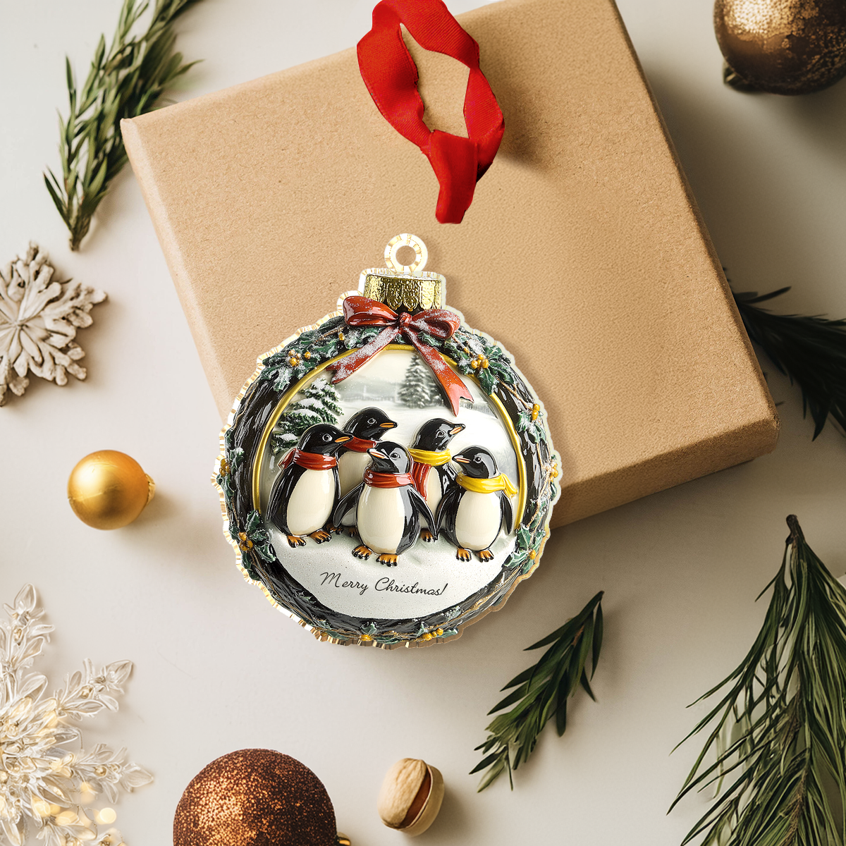 Shineful 2D Acrylic Ornament Jolly Penguins Charm