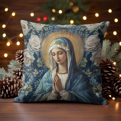 Shineful 2D Print Cushion Cover, Pillowcase, Pillows Covers Virgin Mary Floral Devotion