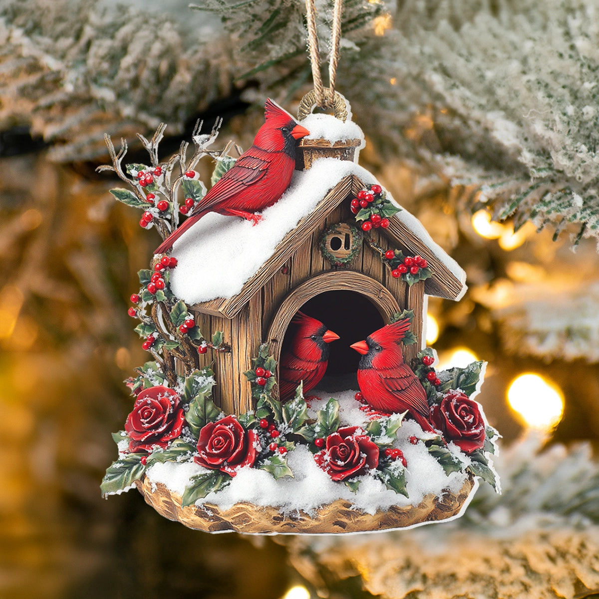 Shineful 2D Acrylic Ornament - Cardinal Cozy Haven