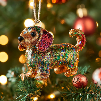 Shineful 2D Acrylic Ornament - Sparkling Dachshund Christmas