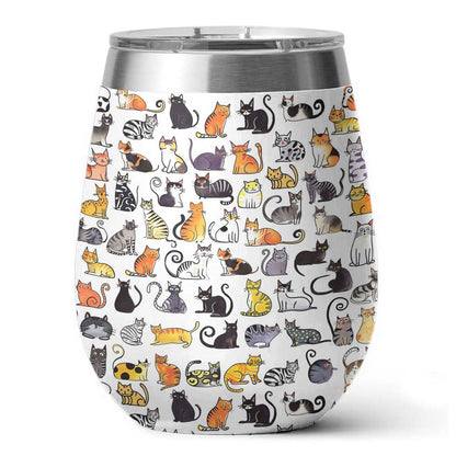 Cat 12 Oz Shineful™ Wine Tumbler Amazing Cats Tl10 12Oz