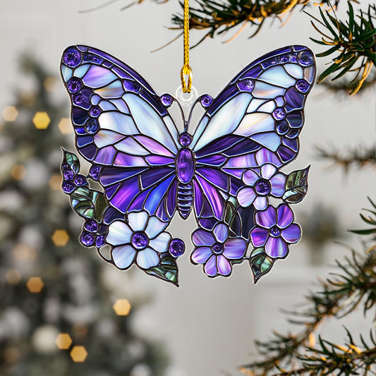 Shineful 2D Acrylic Ornament Shimmering Purple Butterfly