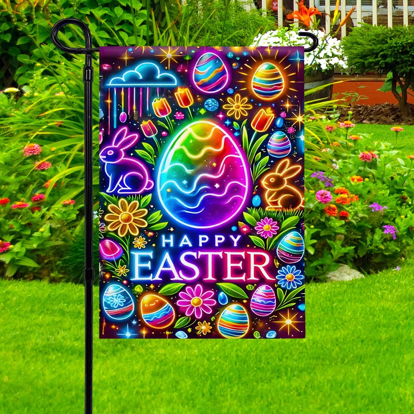 Shineful Garden Flag 12" x 18" Neon Bloom Easter