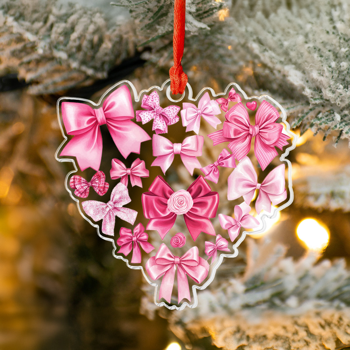 Shineful 2D Acrylic Ornament Pink Bow Heart