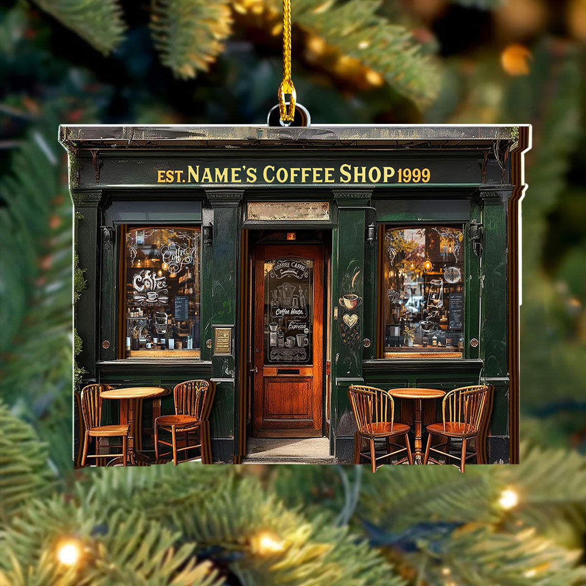 Shineful Personalized 2D Acrylic Ornament - Cozy Coffee Shop