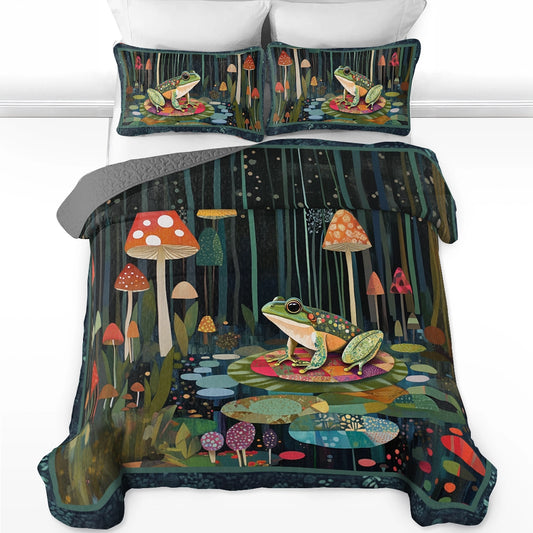 Shineful All Season Quilt 3-Piece Set Frog Enchanting Woodland