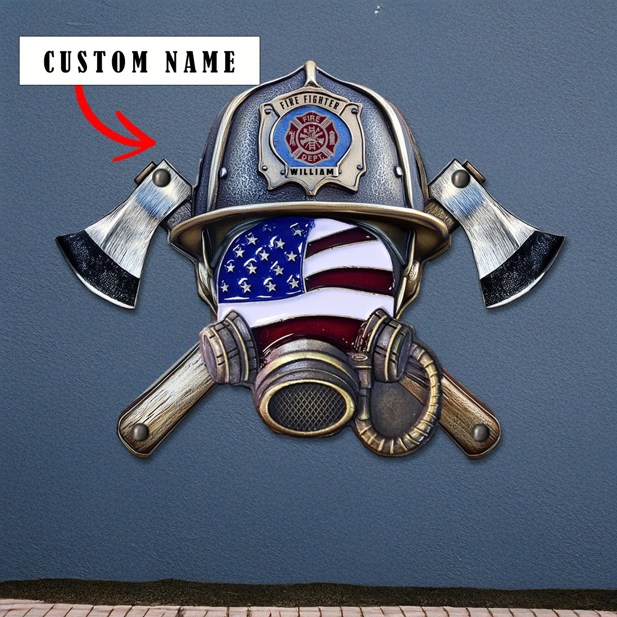 Shineful 2D Metal Sign Personalized Firefighter’s Valor Emblem