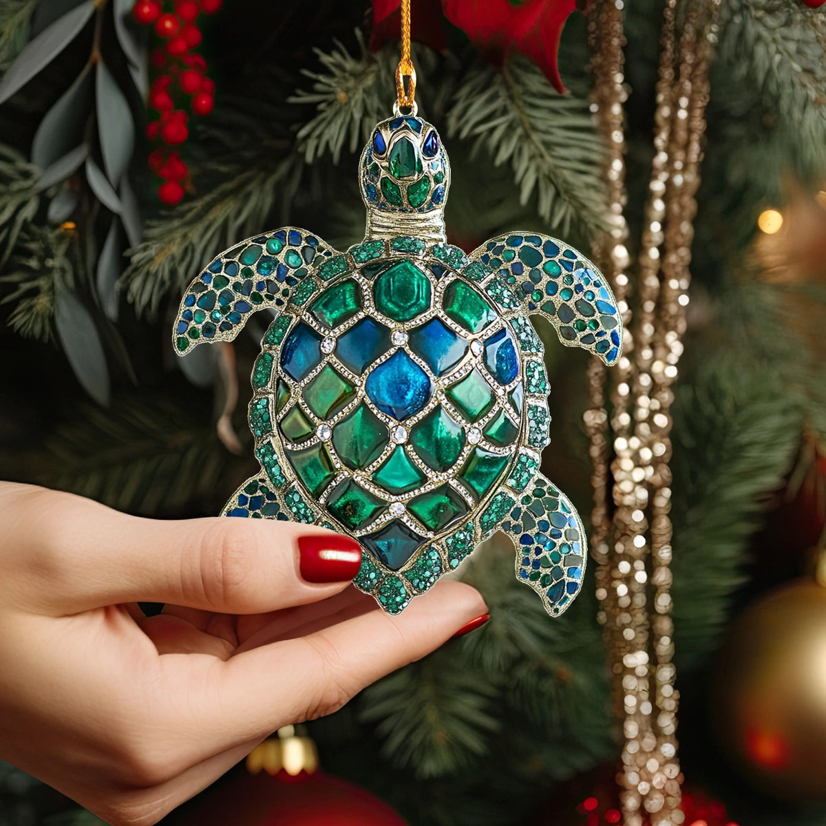 Shineful 2D Acrylic Ornament Sea Turtle Sparkle