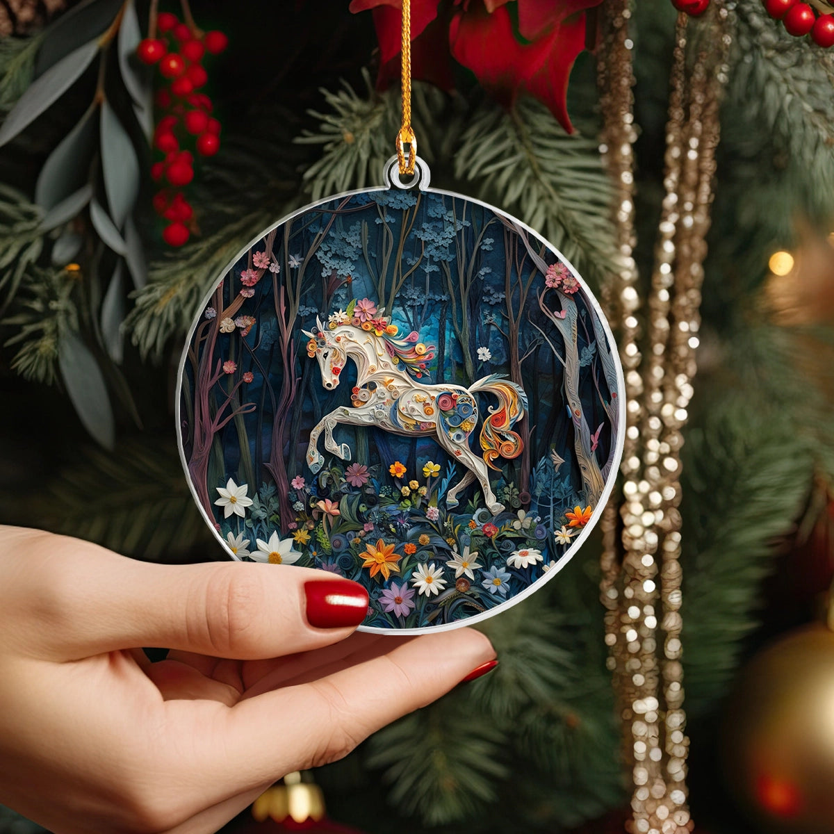 Shineful 2D Acrylic Ornament Floral Horse Holiday