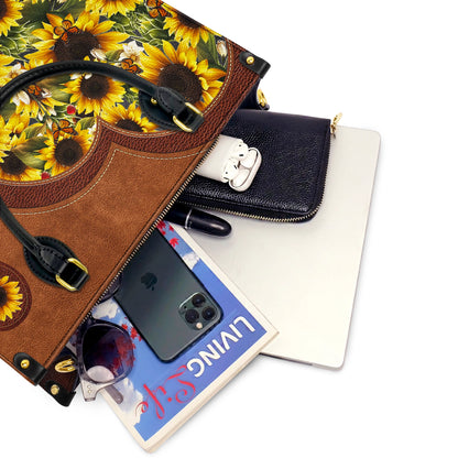 Sac en cuir brillant Tournesol Personnalisez le sac en cuir Shineful Lovely Sunflower