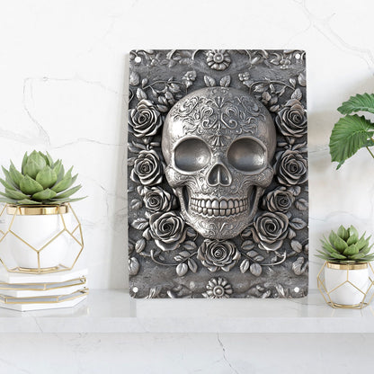 Shineful 2D Flat Print Metal Sign Gorgeous Sugar Skull Roses