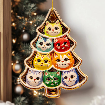 Shineful 2D Acrylic Ornament Colorful Kitty Tree