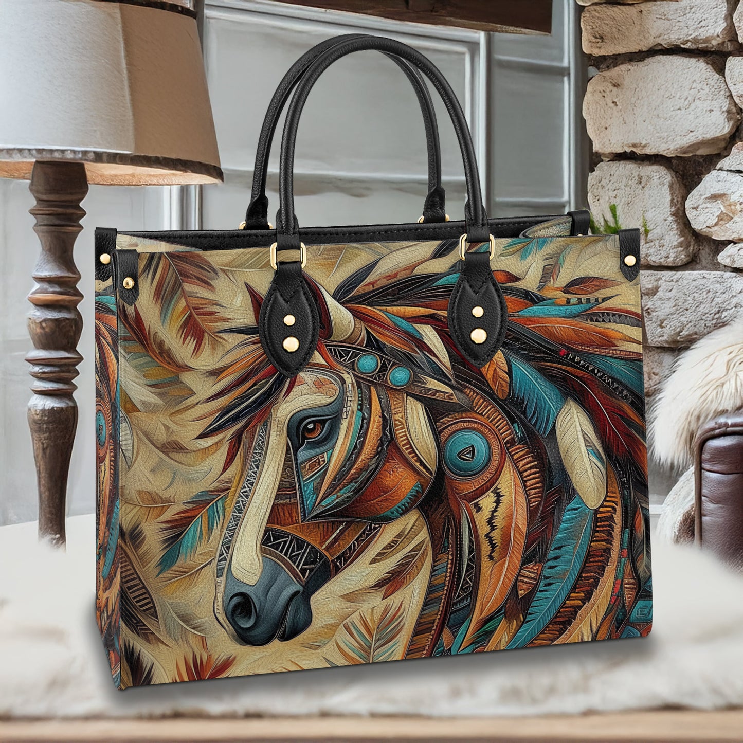 Shineful Leather Bag Tribal Spirit Stallion