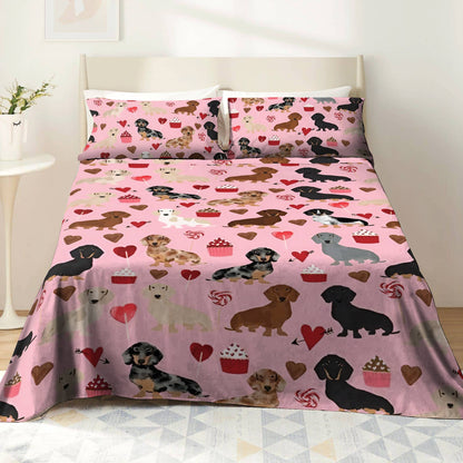 Shineful 4-Piece Bed Sheet Set Pinky Dachshunds