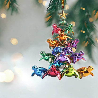 Shineful 2D Acrylic Ornament Amazing Sea Turtles Christmas Tree