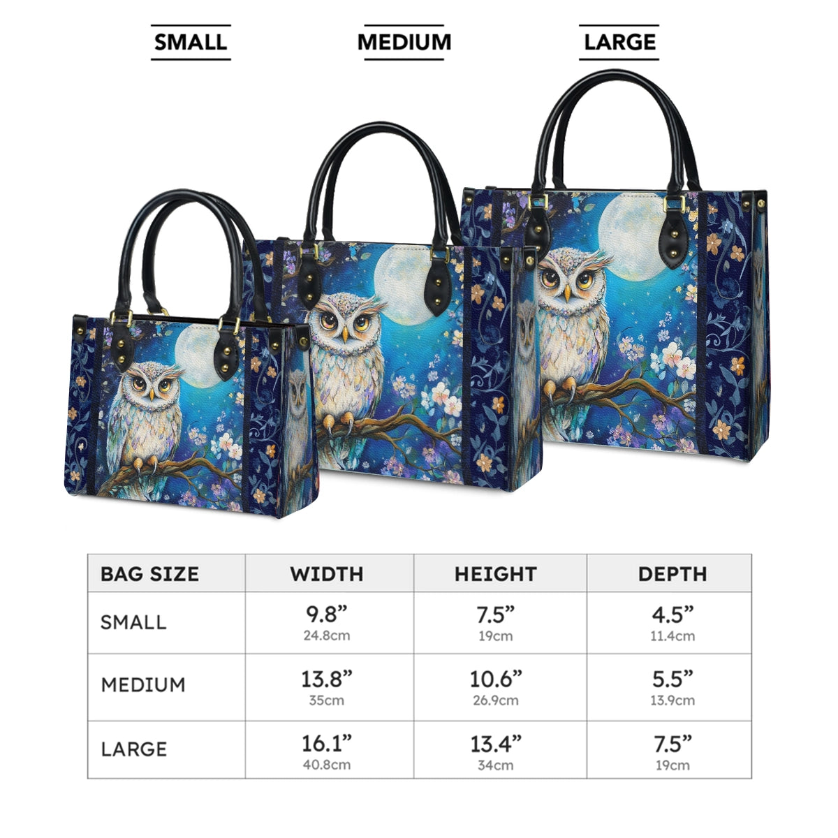 Shineful Leather Bag Moonlit Wisdom Owl