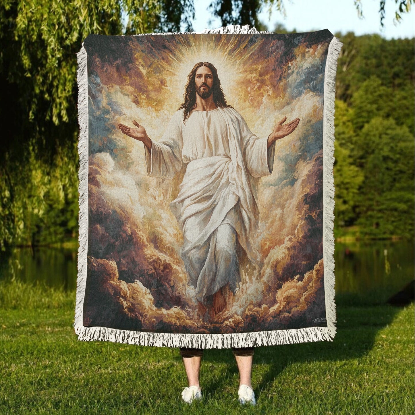 Shineful Woven Tapestry Throw Blanket Divine Presence