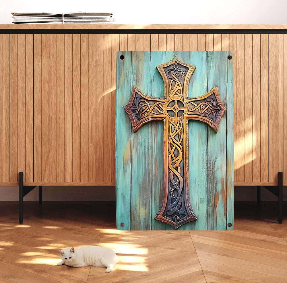 Shineful 2D Metal Sign Vintage Wooden Cross