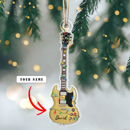 Glänzendes personalisiertes 2D-Acryl-Ornament – ​​Gibson SG-Gitarre 