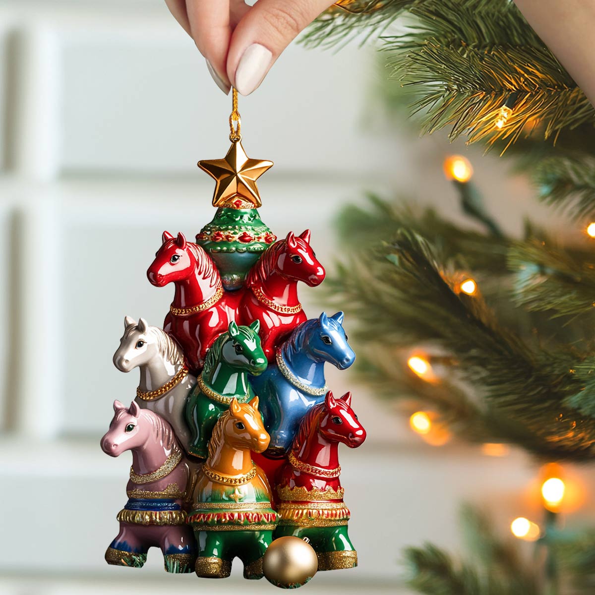 Shineful 2D Acrylic Ornament Horses of Christmas Cheer