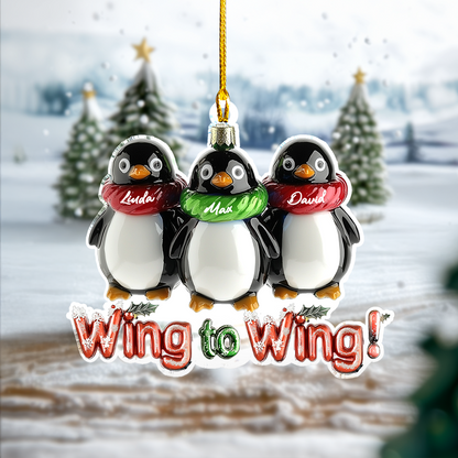 Shineful Personalized 2D Acrylic Ornament Festive Penguigns Family Of 3