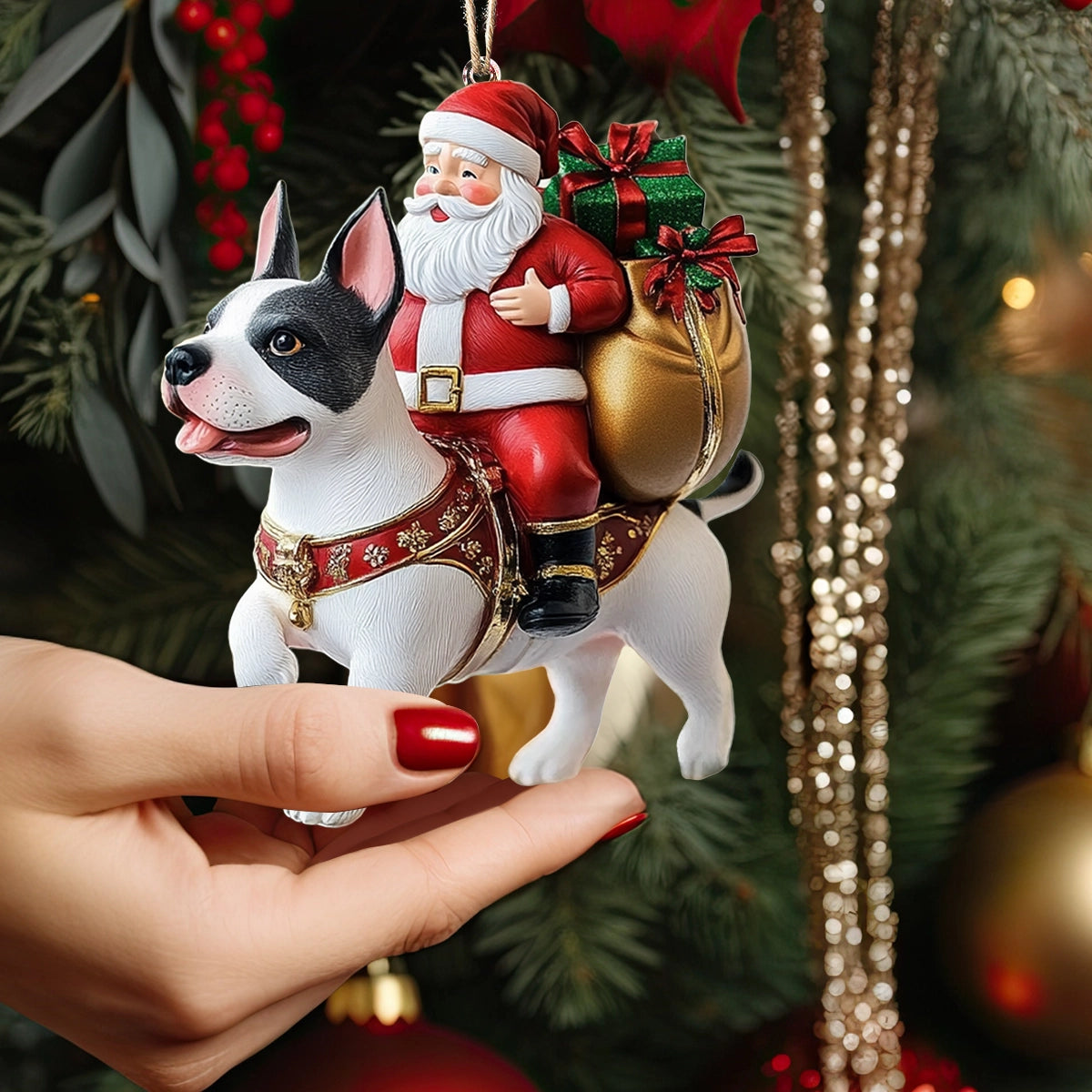 Shineful 2D Acrylic Ornament Santa's Festive Pup