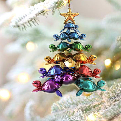 Shineful 2D Acrylic Ornament Cute Colorful Sea Turtles Christmas Tree