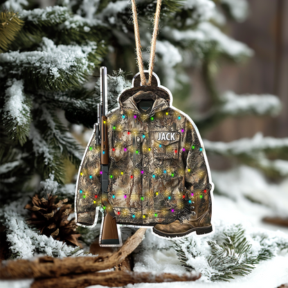 Ornement de Noël personnalisé en acrylique 2D Shineful motif camouflage chasseur