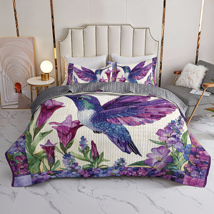 Shineful All Season Quilt 3-Piece Set Floral Hummingbird