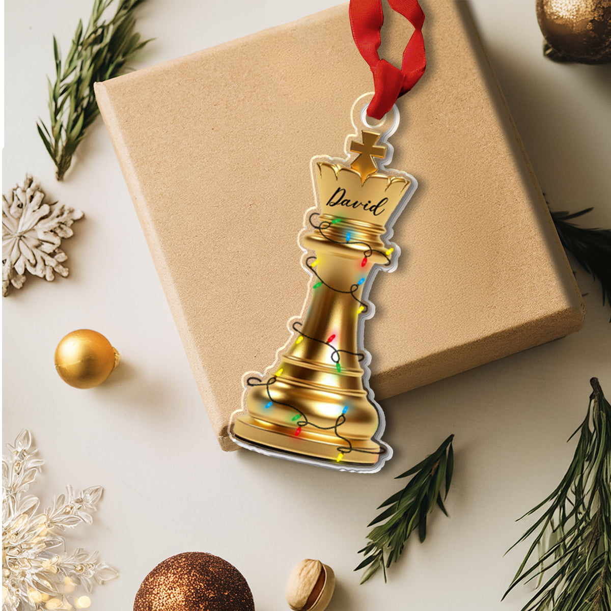 Shineful Personalized 2D Acrylic Ornament - Chess King & Queen