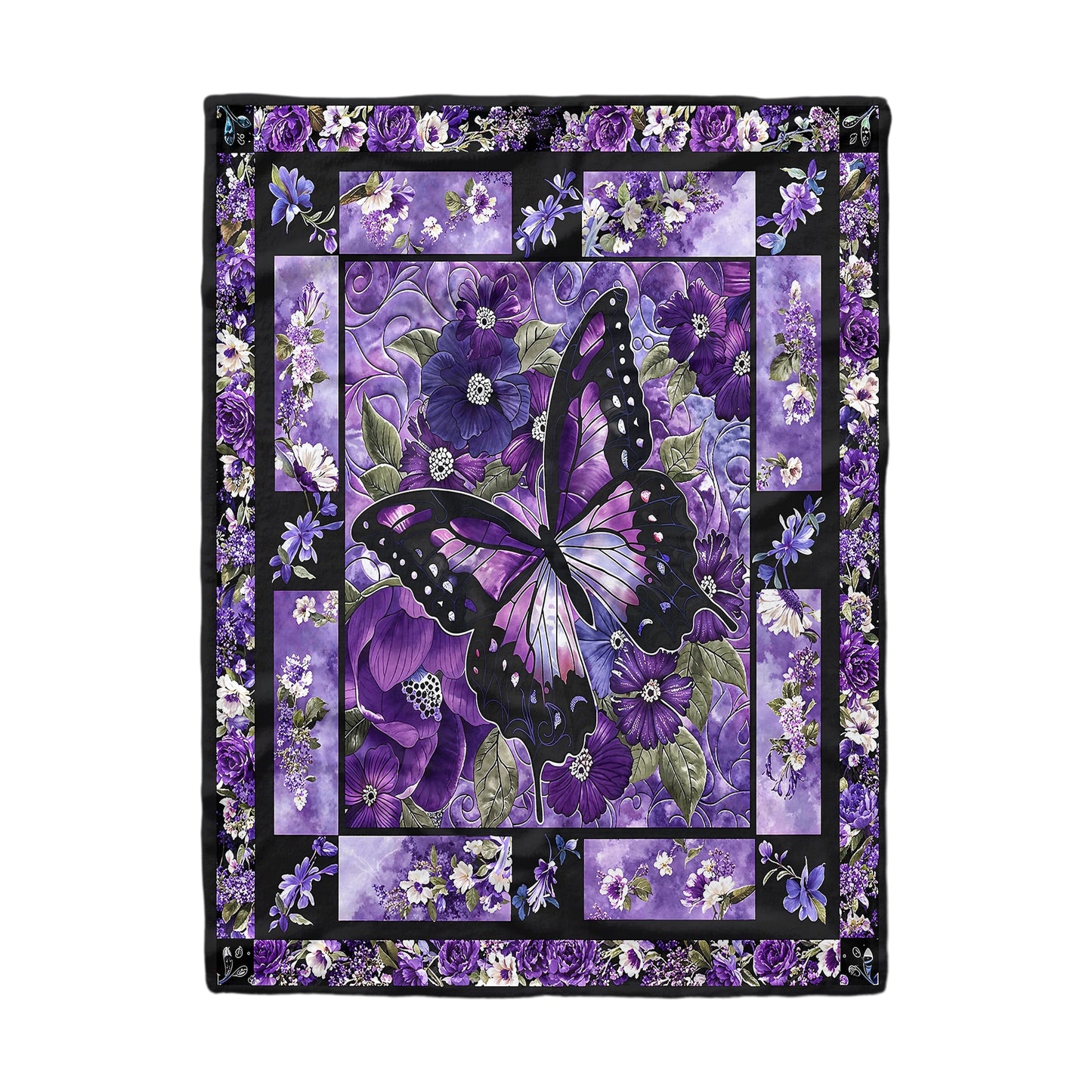 Shineful Fleece Blanket Gorgeous Purple Butterfly Flowers