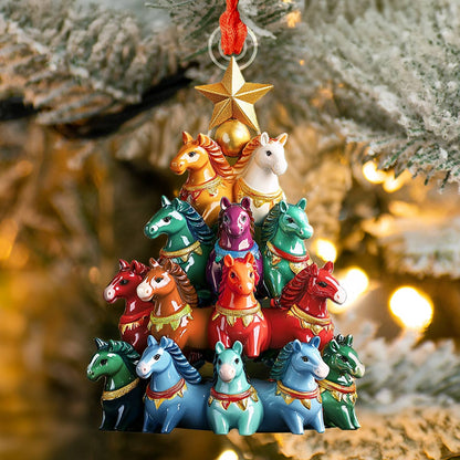 Shineful 2D Acrylic Ornament Horse Christmas Tree