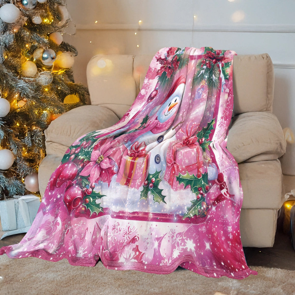 Shineful Fleece Blanket Jolly Snowman Christmas