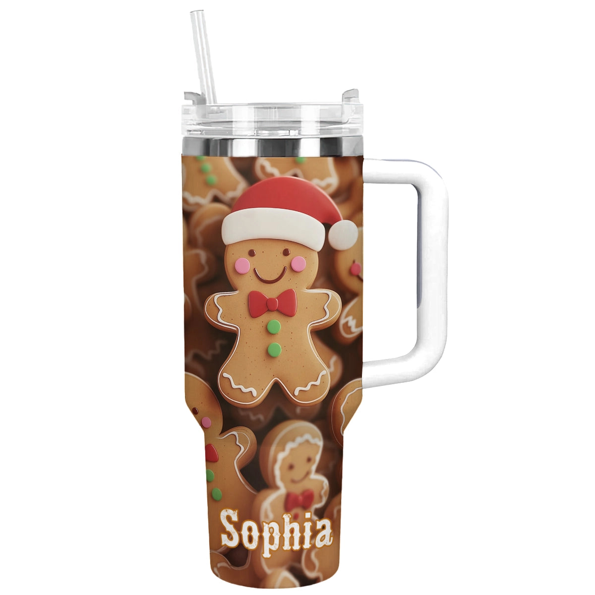 Shineful Glossy Tumbler Personalized Christmas Gingerbread Cheer