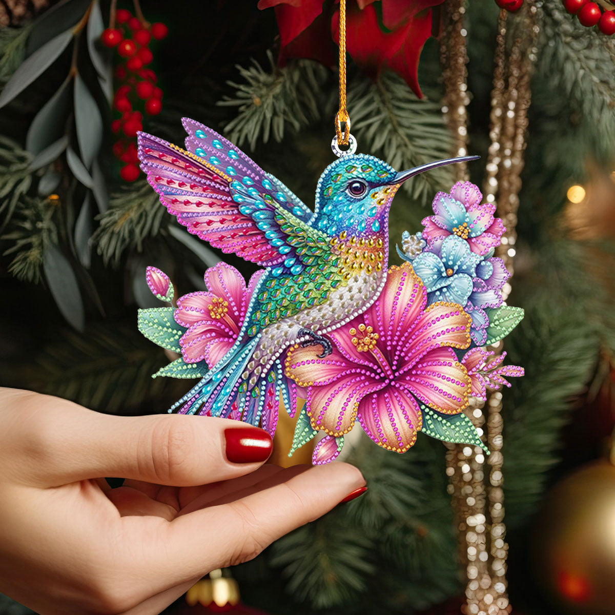 Glänzendes 2D-Acryl-Ornament – ​​Gartenjuwel Kolibri 