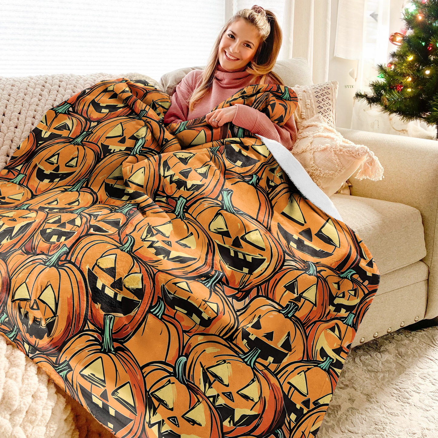 Shineful Fleece Blanket Jack-o'-Lantern Nights