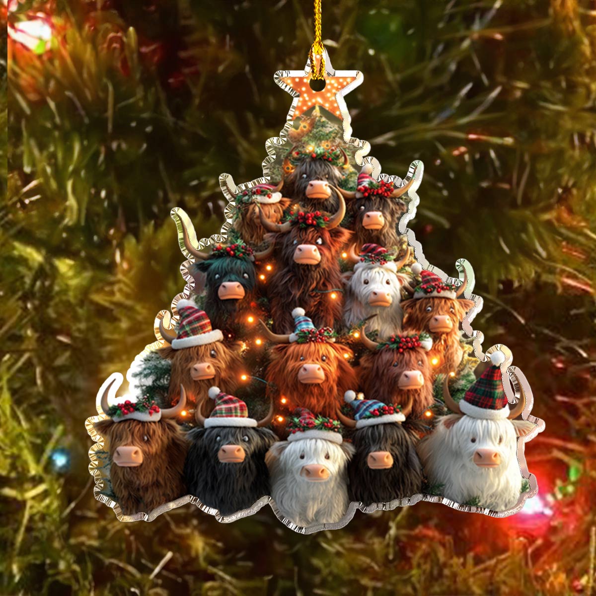 Shineful 2D Acrylic Ornament Cute Highland Cows